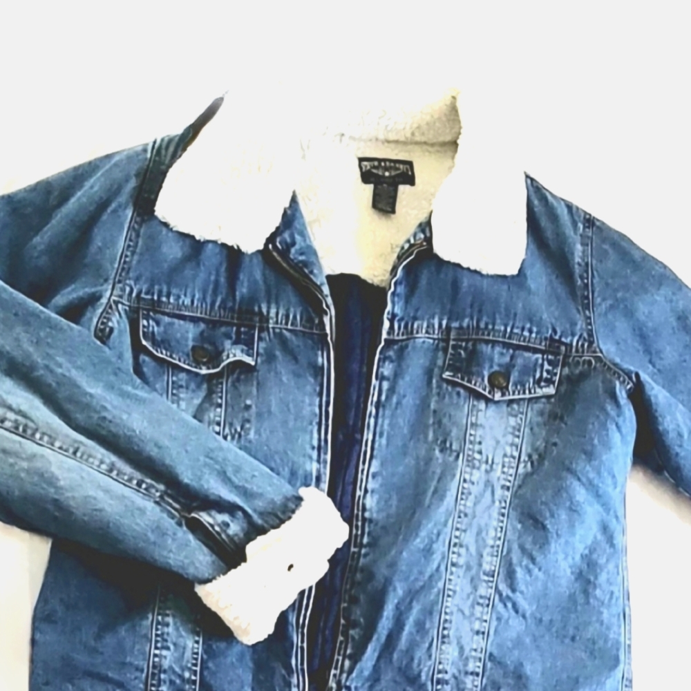 Steve & Barrys Vintage Sherpa, Quilted Denim Trucker Jacket